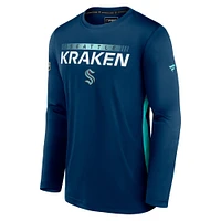 Fanatics Deep Sea Blue Seattle Kraken Authentic Pro Tech pour hommes - T-shirt à manches longues