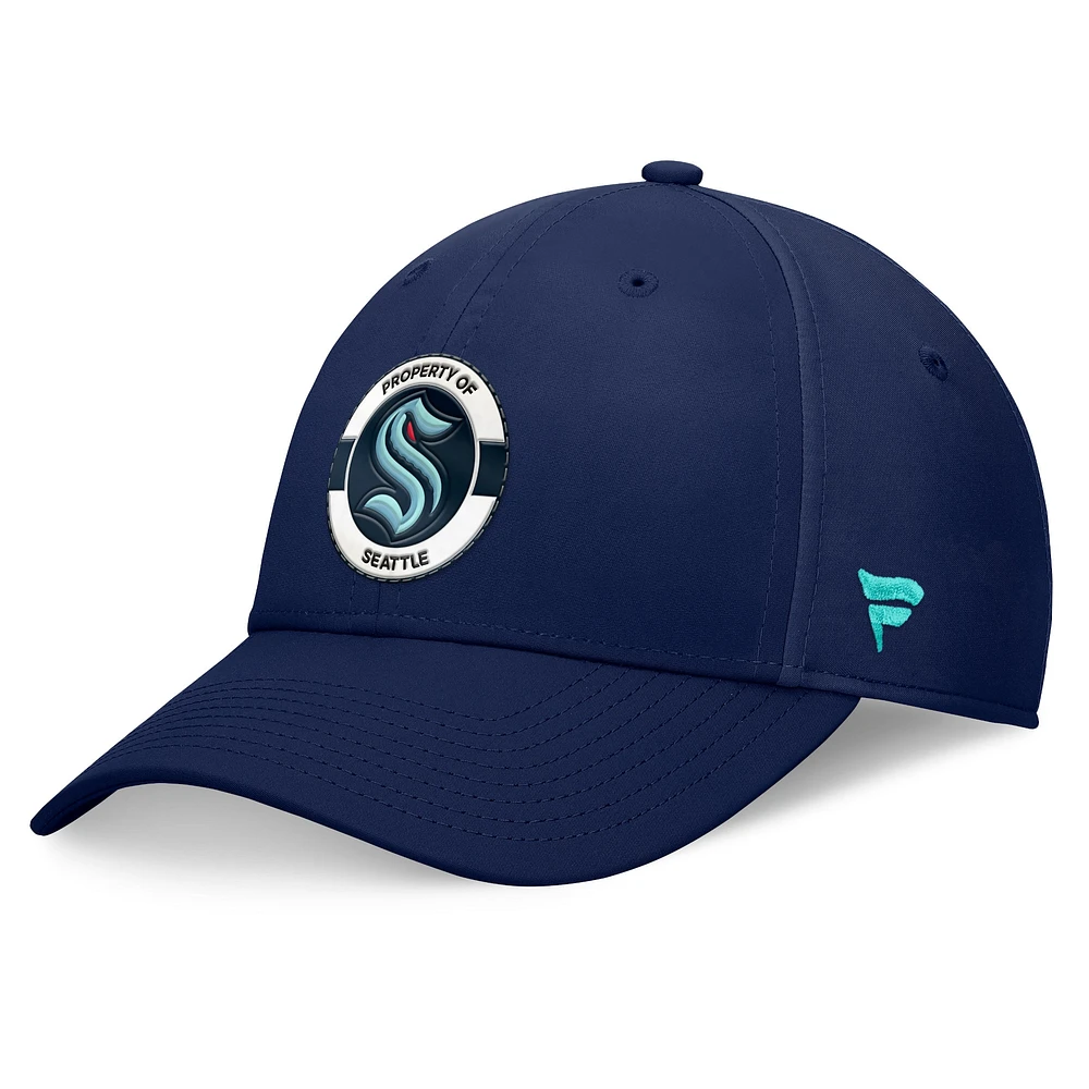 Casquette Flex Seattle Kraken Authentic Pro Training Camp Fanatics Deep Sea pour hommes