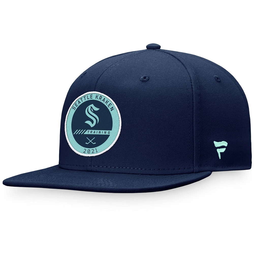 Fanatics Deep Sea Blue Seattle Kraken Authentic Pro Training Camp Snapback pour hommes - Casquette