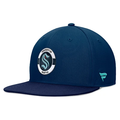 Casquette Snapback Seattle Kraken Authentic Pro Training Camp Fanatics Deep Sea pour hommes