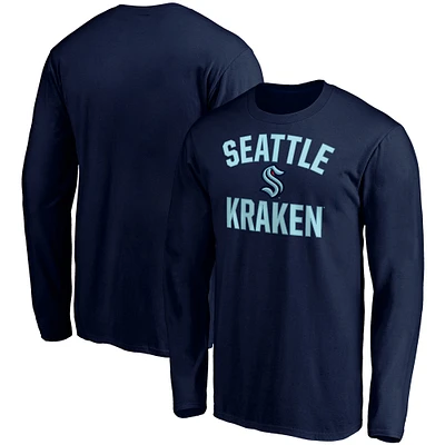 Men's Fanatics Deep Sea Blue Seattle Kraken Big & Tall Victory Arch Long Sleeve T-Shirt