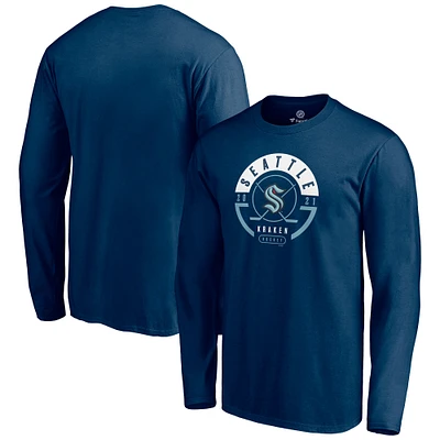 T-shirt à manches longues pour homme Fanatics Deep Sea Blue Seattle Kraken Block Party