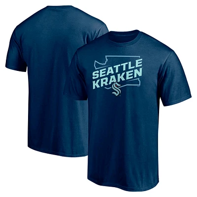 T-shirt bleu marine pour homme Fanatics Seattle Kraken Block Party Push Ahead