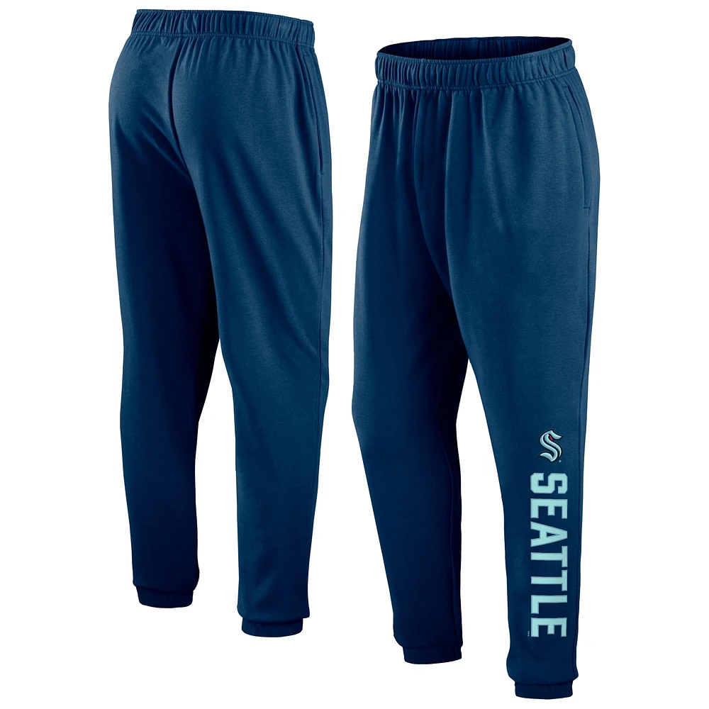 Pantalon de survêtement en polaire Seattle Kraken Chop Block Deep Sea Blue marque Fanatics pour hommes