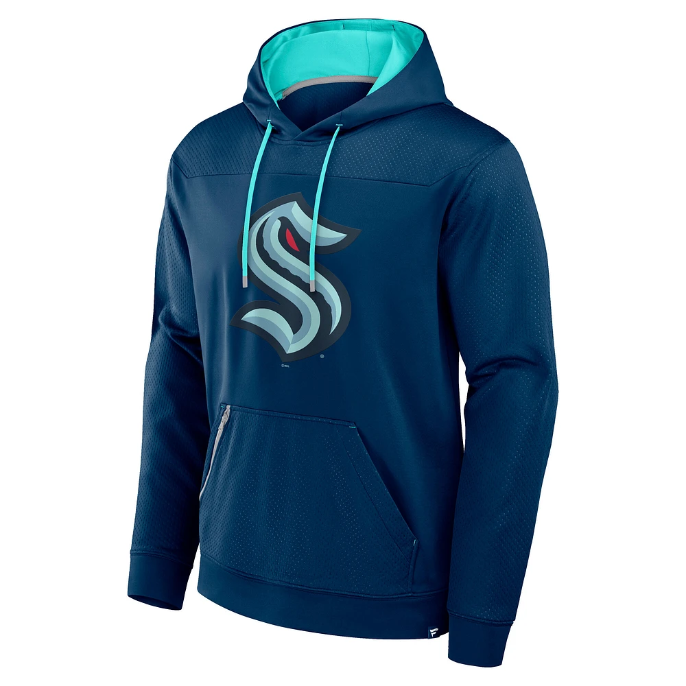 Men's Fanatics Deep Sea Blue Seattle Kraken Defender Pullover Hoodie