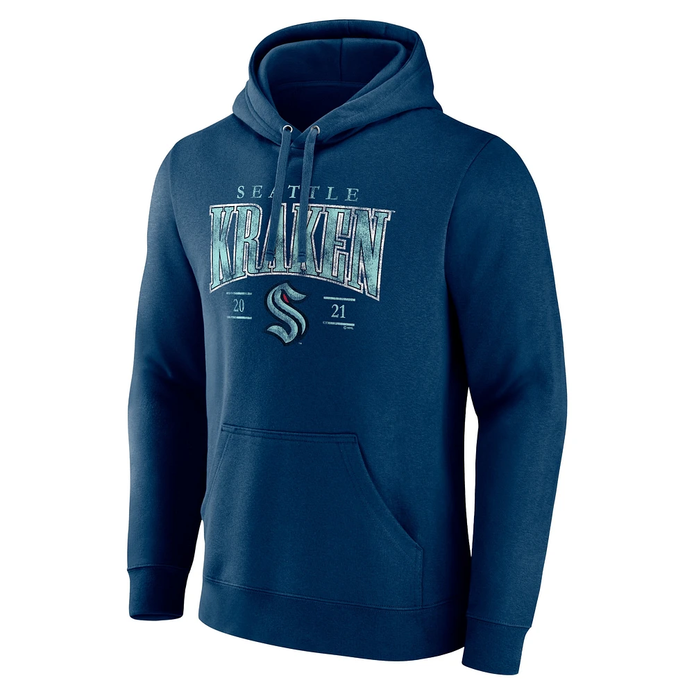 Men's Fanatics Deep Sea Blue Seattle Kraken Dynasty Pullover Hoodie