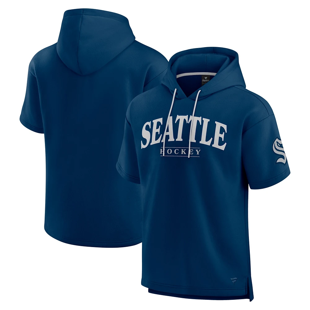 Sweat à capuche manches courtes Fanatics Deep Sea Blue Seattle Kraken Elements Ready pour hommes