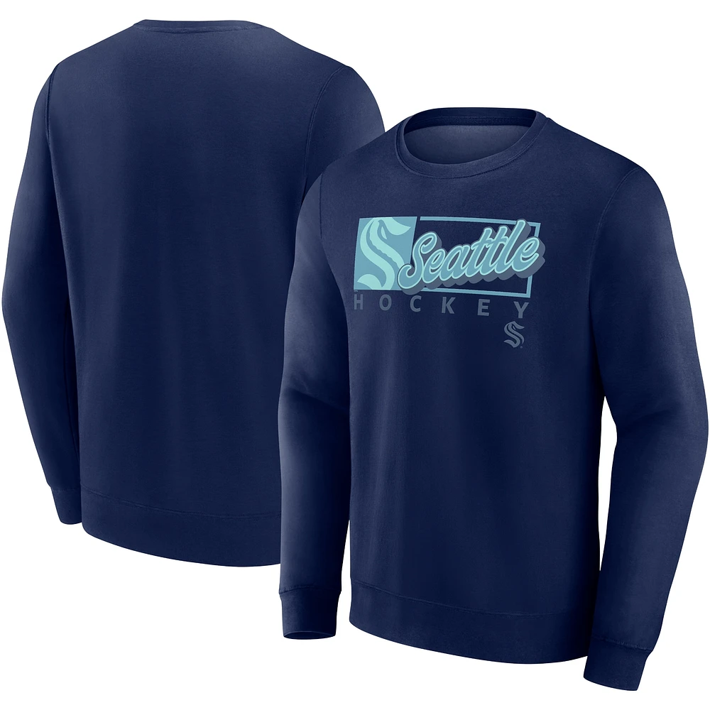 Men's Fanatics Deep Sea Blue Seattle Kraken Focus Fleece Pullover Sweatshirt