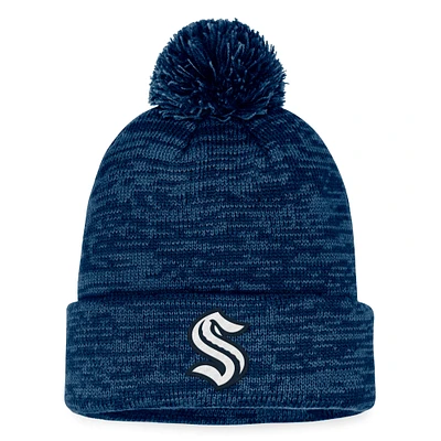 Bonnet en tricot à revers fondamental Seattle Kraken Fanatics Deep Sea pour hommes avec pompon