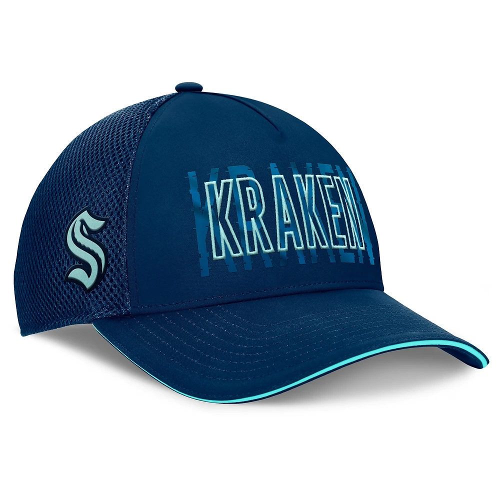 Casquette Fanatics Deep Sea Blue Seattle Kraken Fundamental Flex pour homme