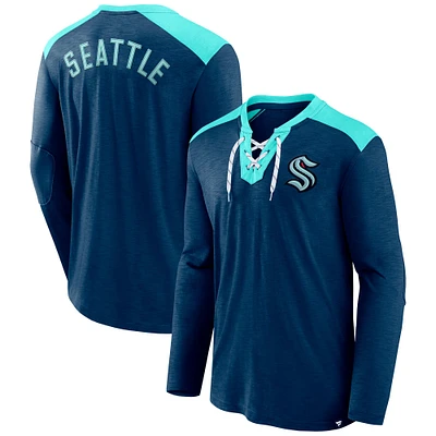 T-shirt à manches longues exclusif emblématique bleu marine pour homme Fanatics Seattle Kraken