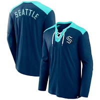 T-shirt à manches longues exclusif emblématique bleu marine pour homme Fanatics Seattle Kraken
