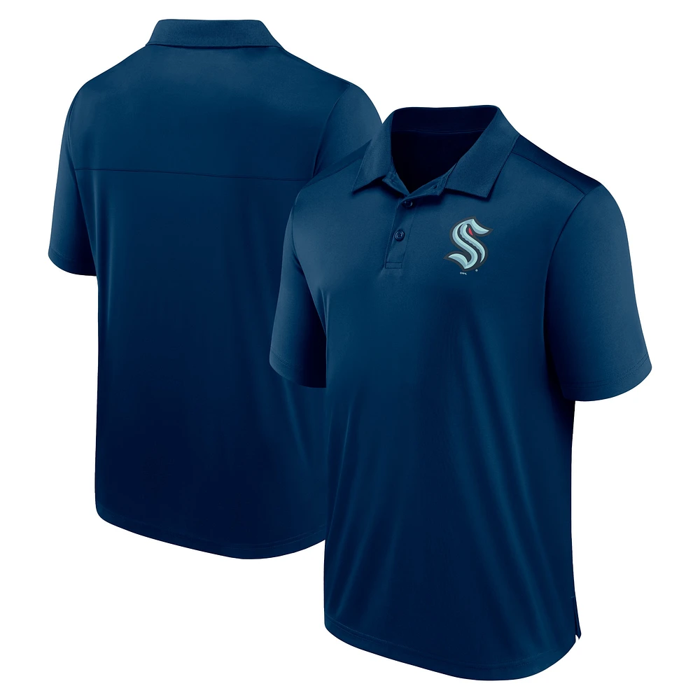 Men's Fanatics  Deep Sea Blue Seattle Kraken Left Side Block Polo