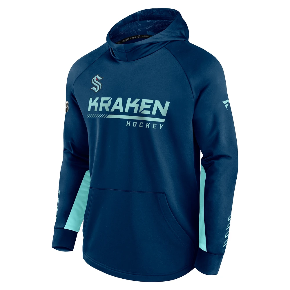 Men's Fanatics Deep Sea Blue Seattle Kraken Locker Room - Raglan Pullover Hoodie