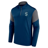 Men's Fanatics Deep Sea Blue Seattle Kraken Logo Quarter-Zip Top