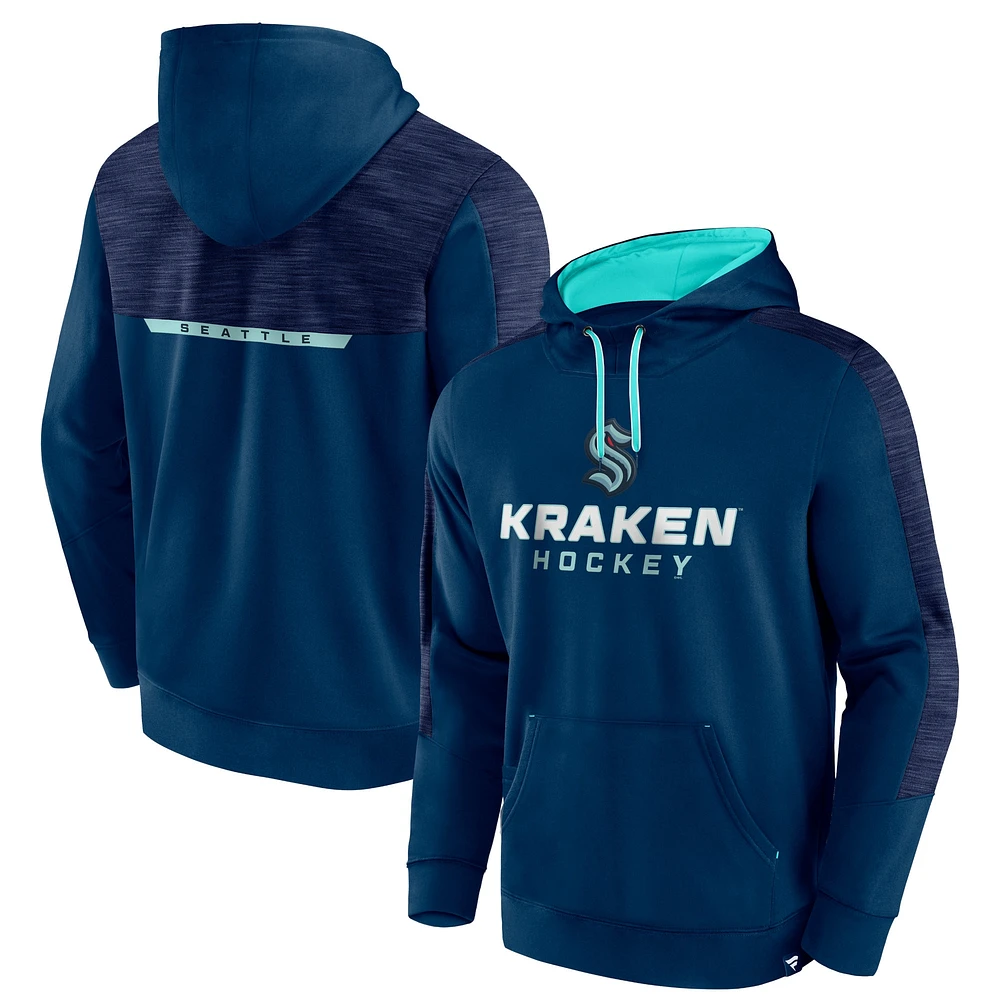 Men's Fanatics Deep Sea Blue Seattle Kraken Make the Play Pullover Hoodie