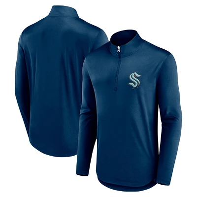 Men's Fanatics Deep Sea Blue Seattle Kraken Mock Neck Quarter-Zip Top