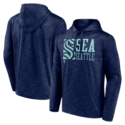 Men's Fanatics Deep Sea Blue Seattle Kraken Never Quit Pullover Hoodie