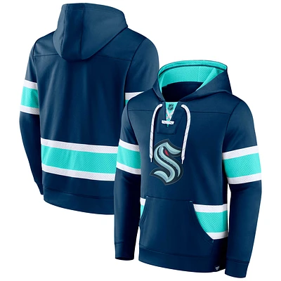 Men's Fanatics Deep Sea Blue Seattle Kraken Powerplay Warrior Pullover Hoodie