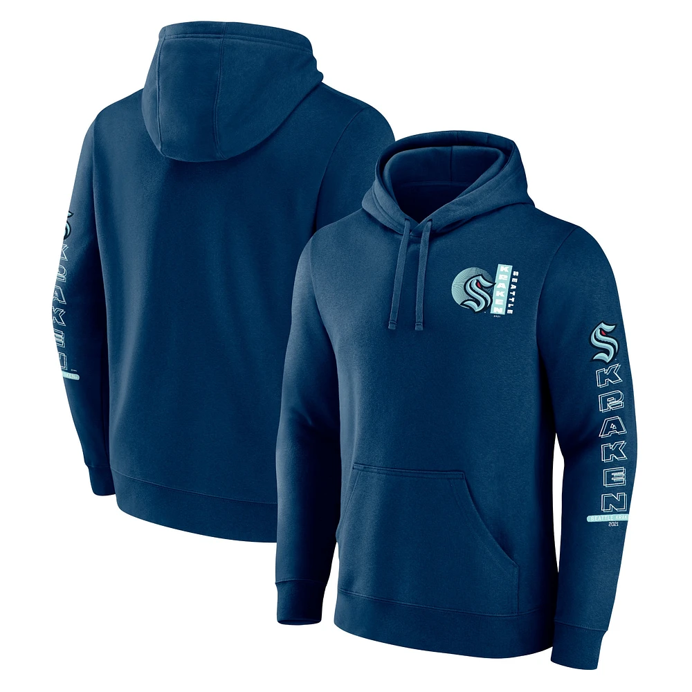 Men's Fanatics Deep Sea Blue Seattle Kraken Revolution Pullover Hoodie