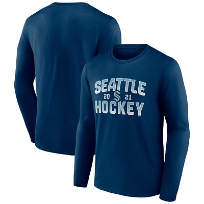 Men's Fanatics Deep Sea Blue Seattle Kraken Skate Or Die Long Sleeve T-Shirt