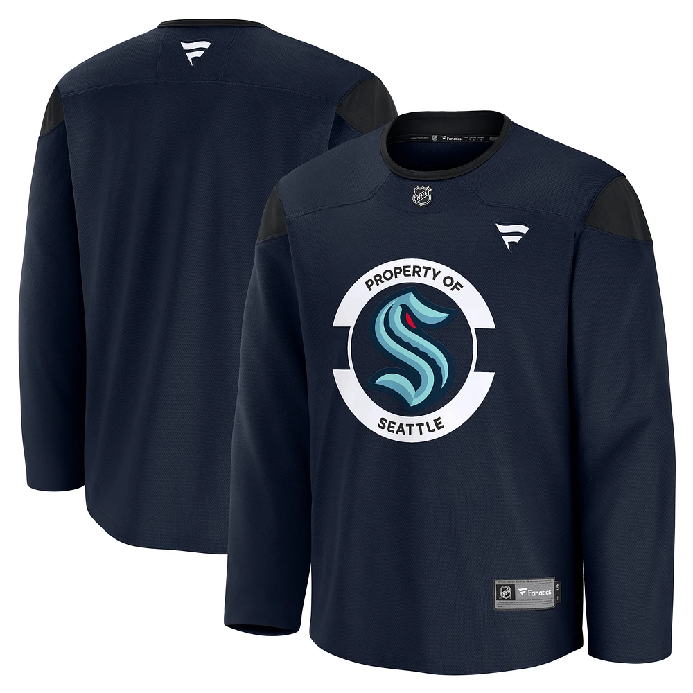 Maillot d'entraînement de l'équipe Seattle Kraken bleu marine pour hommes Fanatics