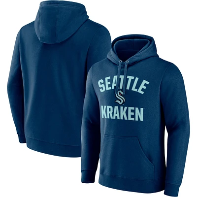 Men's Fanatics Deep Sea Blue Seattle Kraken Team Victory Arch - Fitted Pullover Hoodie