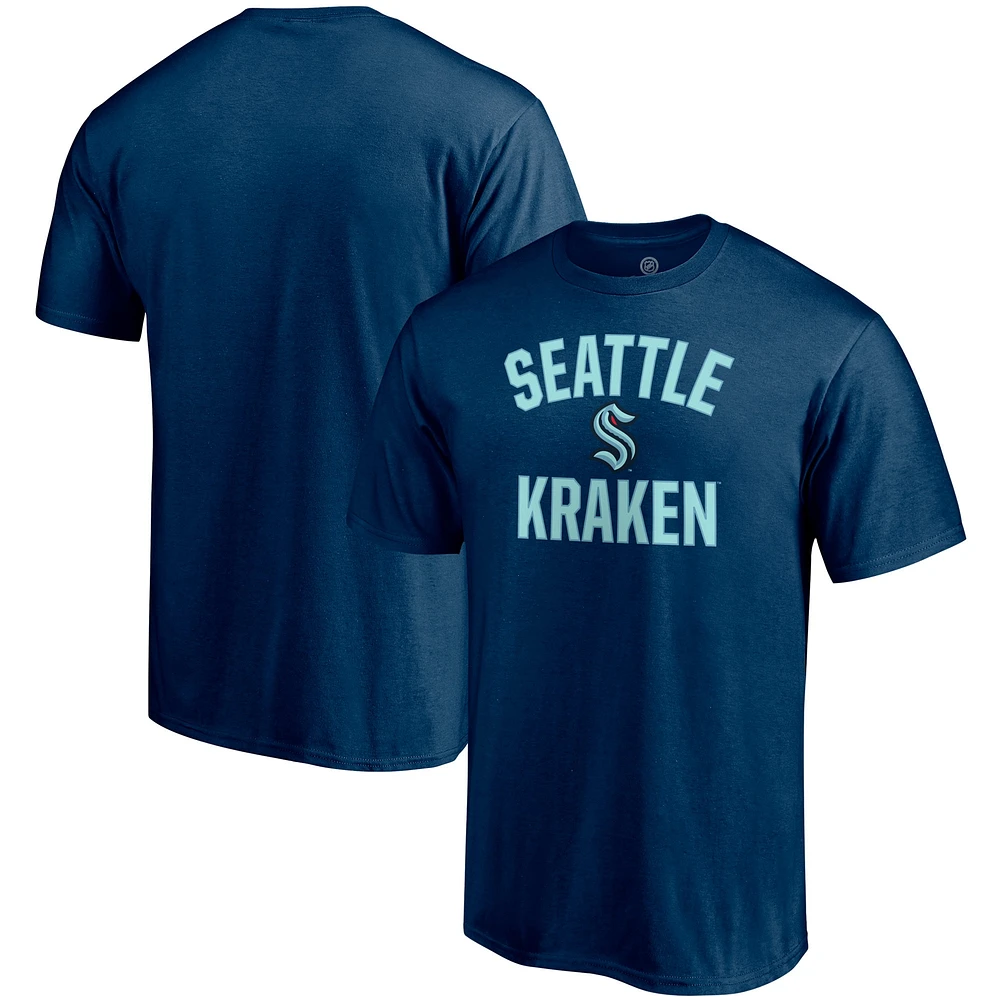 Men's Fanatics Deep Sea Blue Seattle Kraken Team Victory Arch - T-Shirt