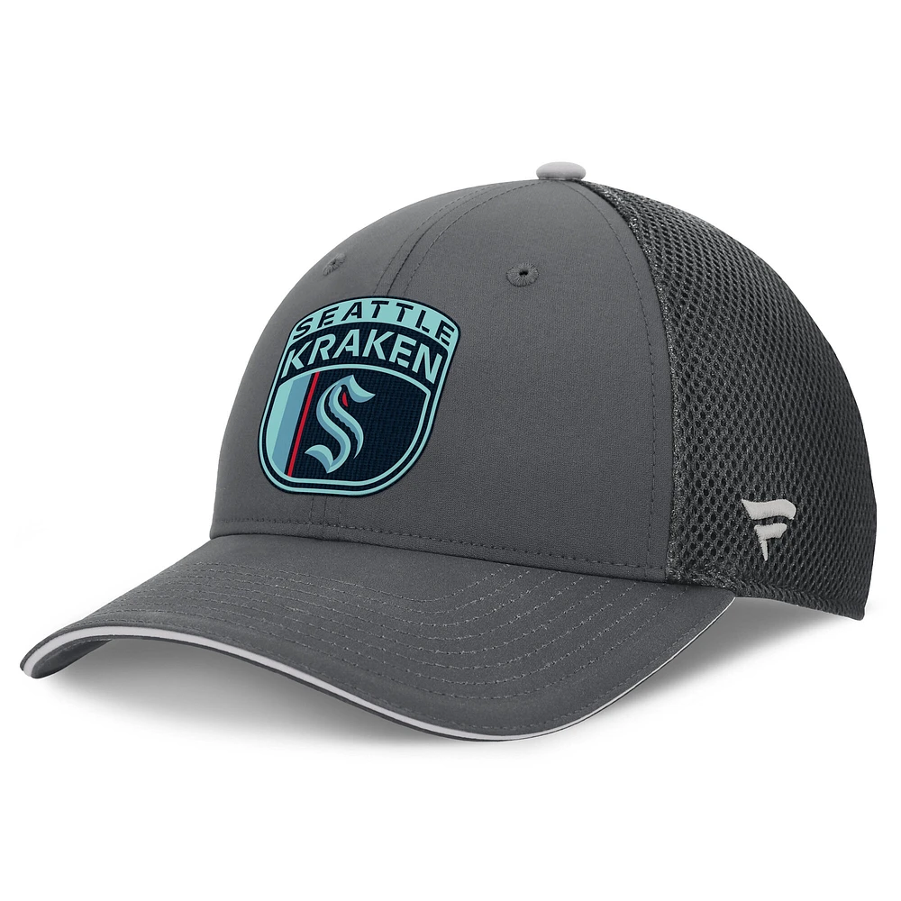 Men's Fanatics Gray Seattle Kraken Authentic Pro Home Ice Trucker Adjustable Hat