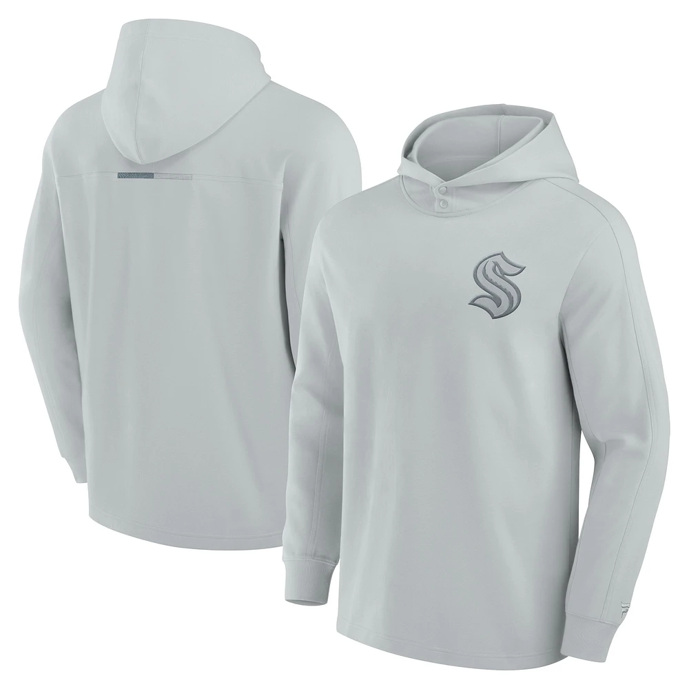 Men's Fanatics Gray Seattle Kraken Elements Lightweight Tri-Blend Fleece Hoodie