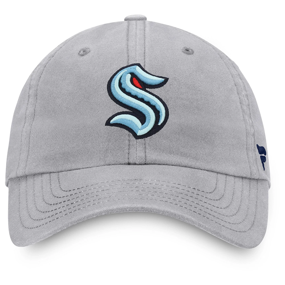 Men's Fanatics Gray Seattle Kraken Primary Logo Adjustable Hat