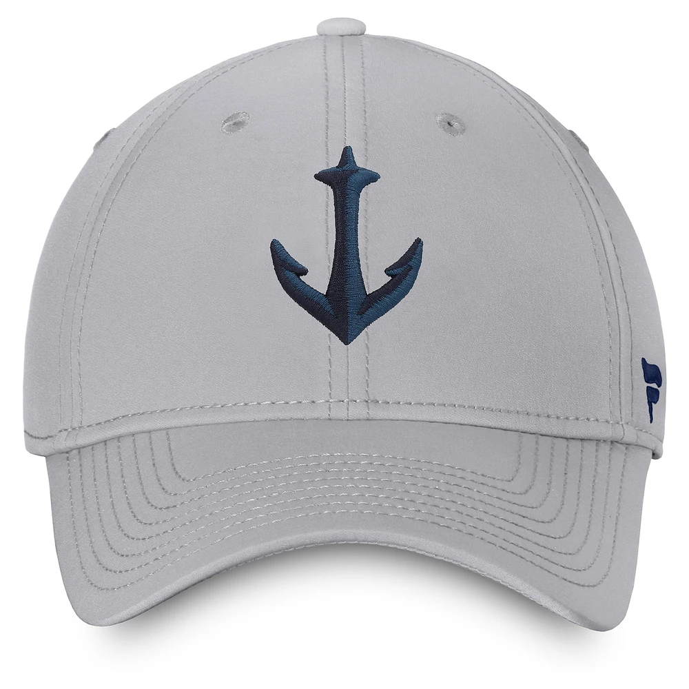 Casquette flexible avec logo secondaire Seattle Kraken gris de marque Fanatics pour hommes