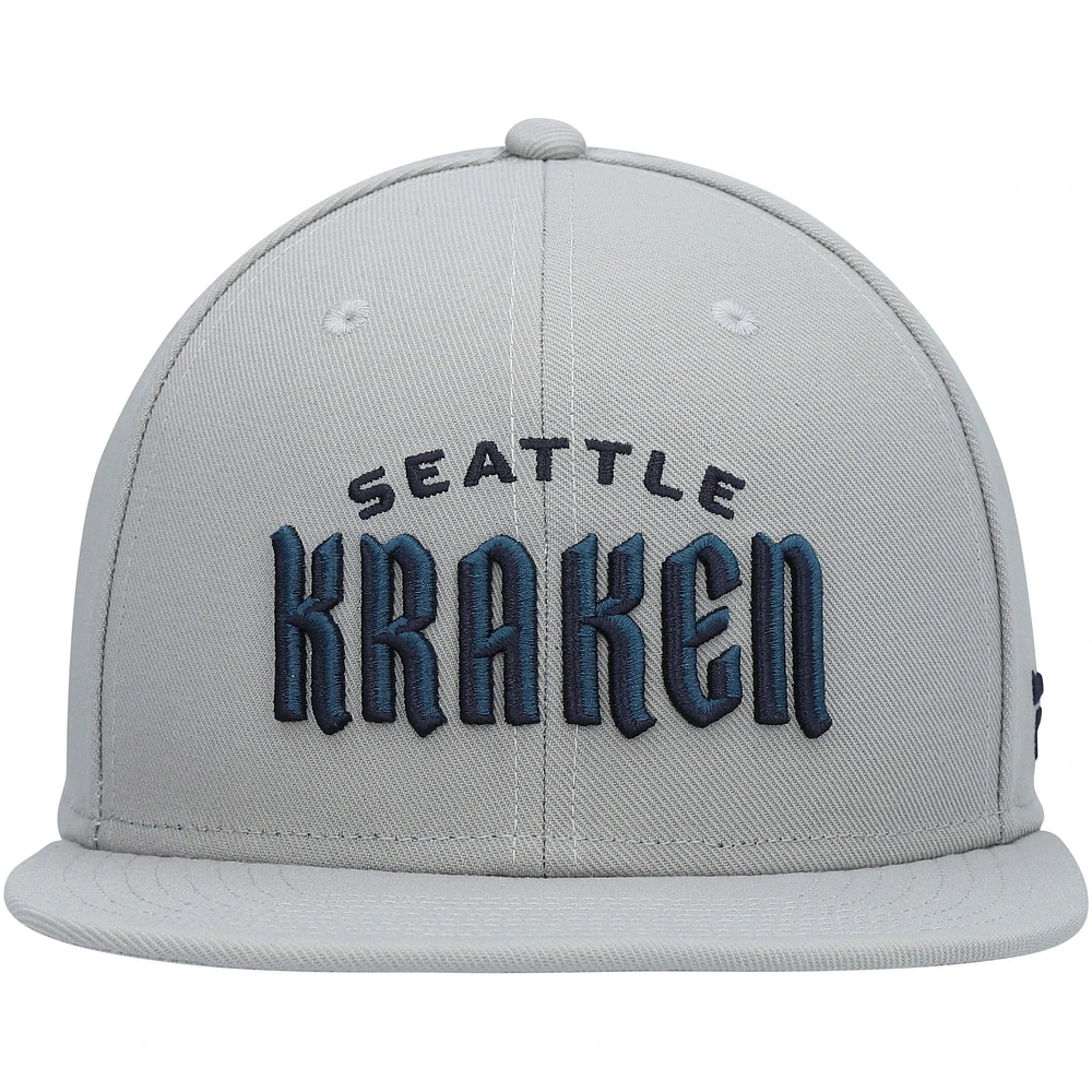 Men's Fanatics Gray Seattle Kraken Wordmark Logo Snapback Hat