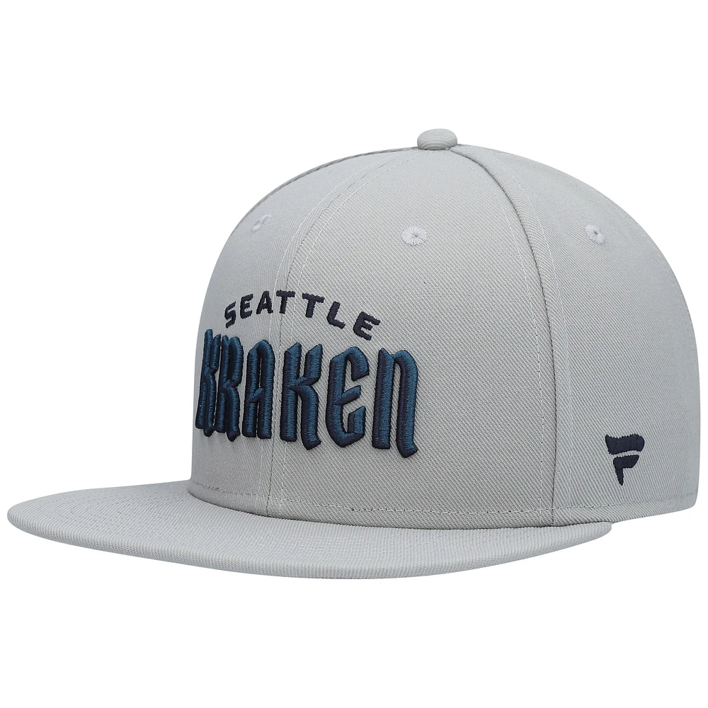 Casquette Snapback avec logo Seattle Kraken Fanatics gris pour hommes