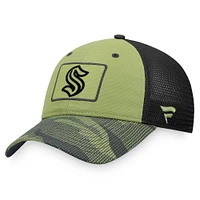 Fanatics pour hommes vert/camouflage Seattle Kraken Military Appréciation Snapback - Chapeau