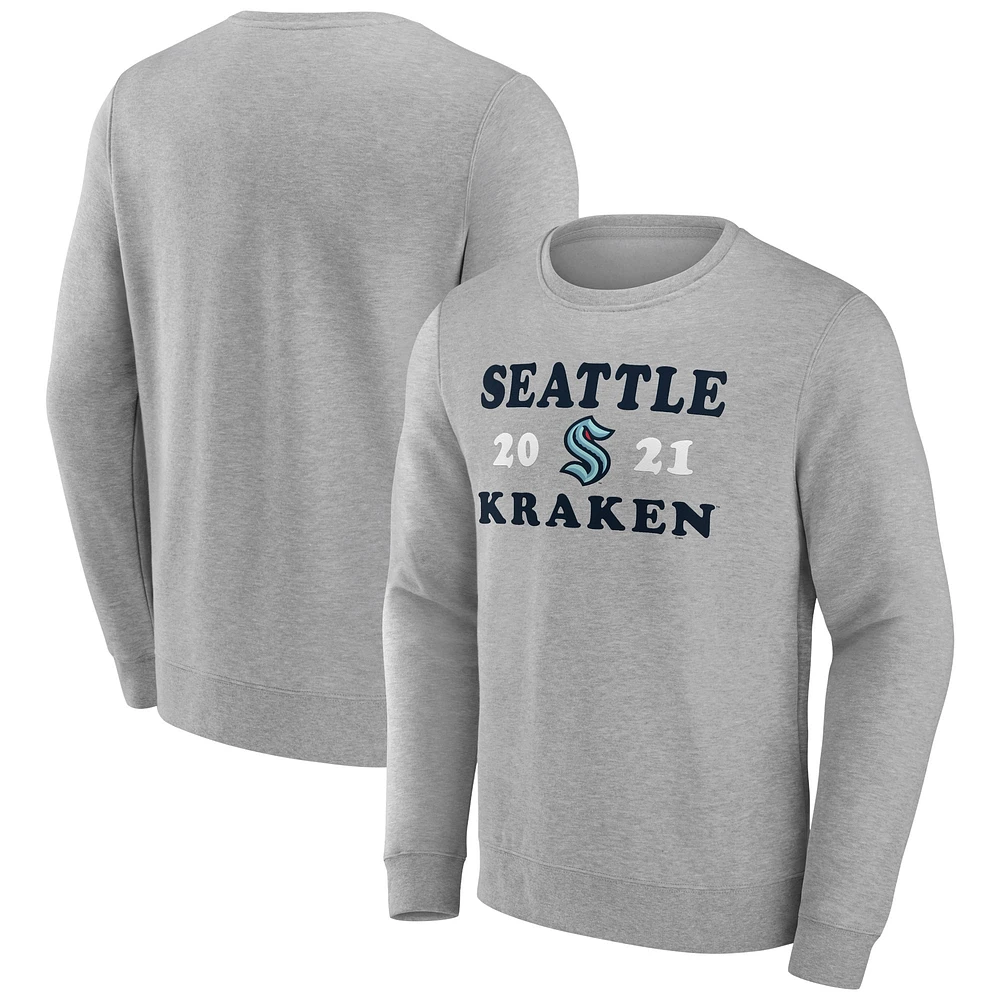 Men's Fanatics Heather Charcoal Seattle Kraken Fierce Competitor Pullover Sweatshirt