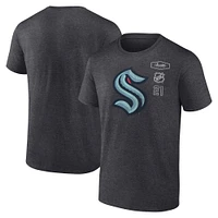 T-shirt Fanatics Heather Charcoal pour homme Seattle Kraken Origin