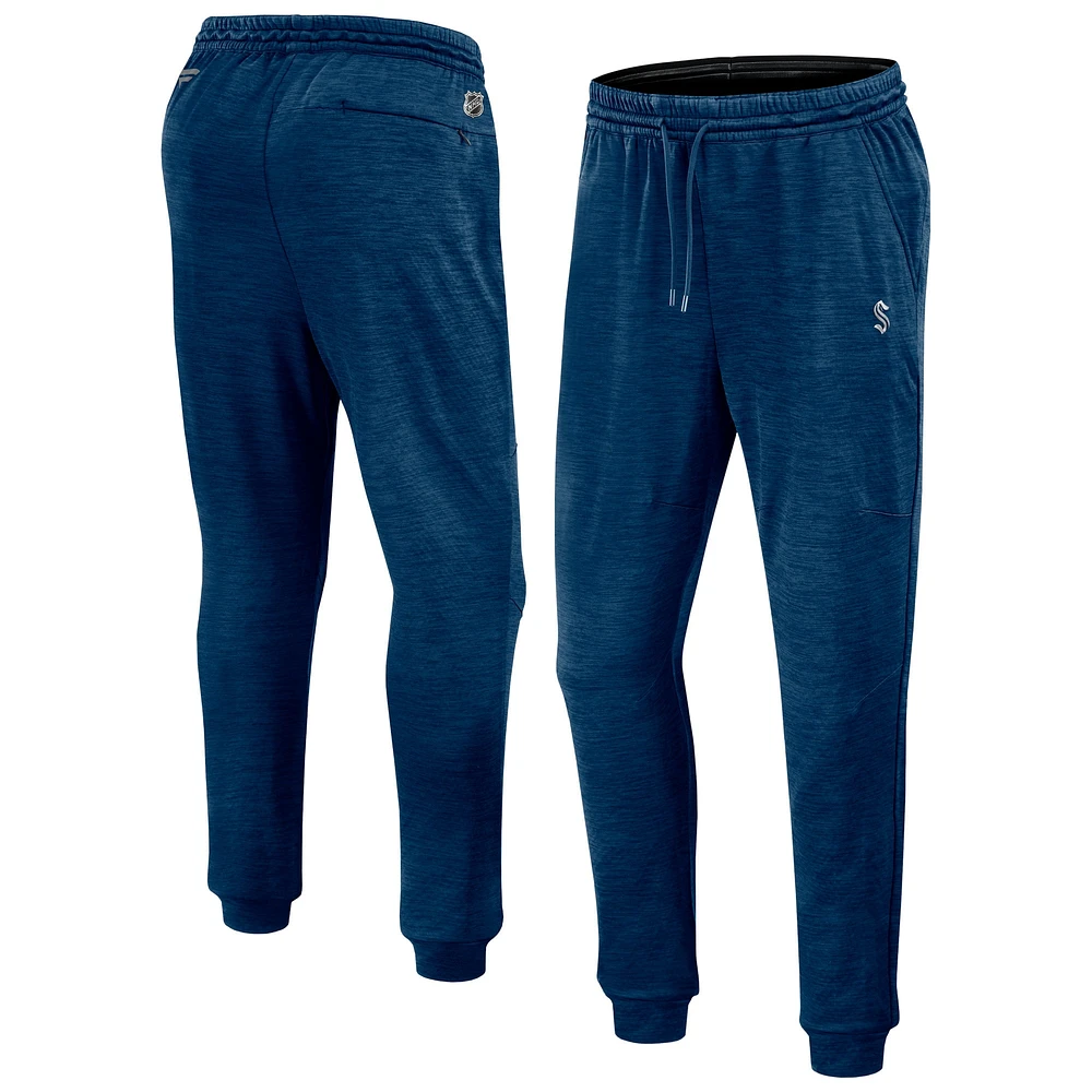 Pantalon de survêtement en molleton authentique Pro Seattle Kraken Fanatics Heather Deep Sea Blue pour hommes