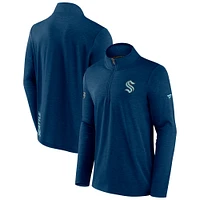 Men's Fanatics Heather Deep Sea Blue Seattle Kraken Authentic Pro Rink Quarter-Zip Jacket