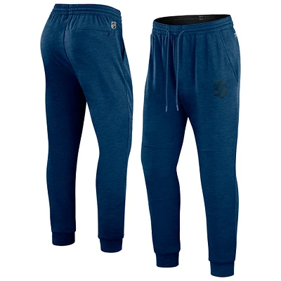 Men's Fanatics Heather Deep Sea Blue Seattle Kraken Authentic Pro Road Jogger Sweatpants