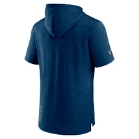 Fanatics pour hommes Heather Deep Sea Blue Seattle Kraken Authentic Pro Road Performance Pull à capuche manches courtes