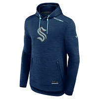 Men's Fanatics Heather Deep Sea Blue Seattle Kraken Authentic Pro Tech Pullover Hoodie