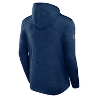 Men's Fanatics Heather Deep Sea Blue Seattle Kraken Authentic Pro Tech Pullover Hoodie