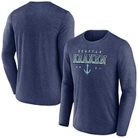 T-shirt à manches longues Seattle Kraken Fanatics Heather Deep Sea Blue pour hommes