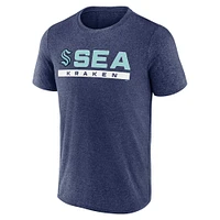 T-shirt Seattle Kraken Playmaker Fanatics Heather Deep Sea bleu pour hommes