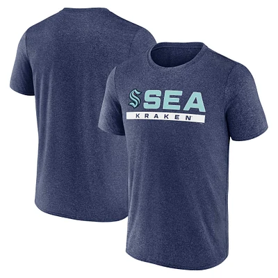 T-shirt Seattle Kraken Playmaker Fanatics Heather Deep Sea bleu pour hommes