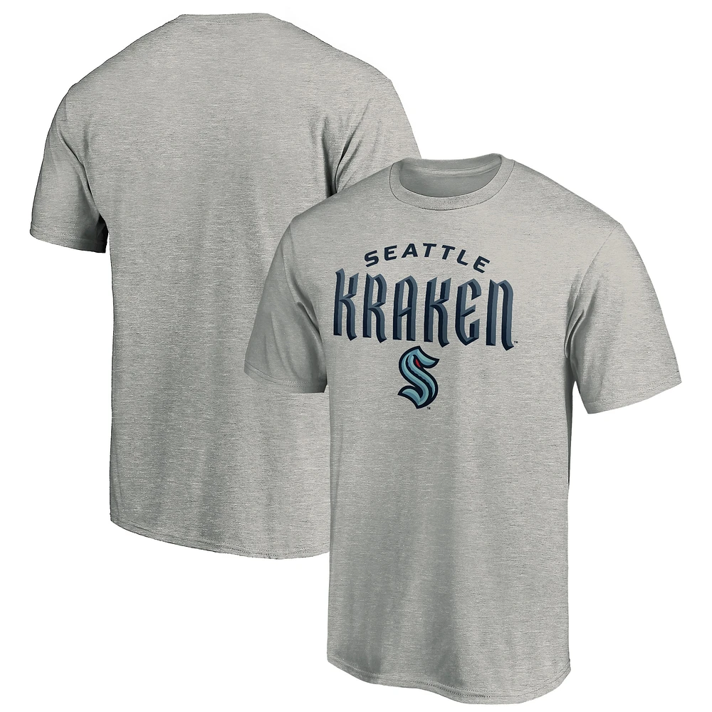 T-shirt de verrouillage l'équipe Seattle Kraken Fanatics gris chiné pour hommes