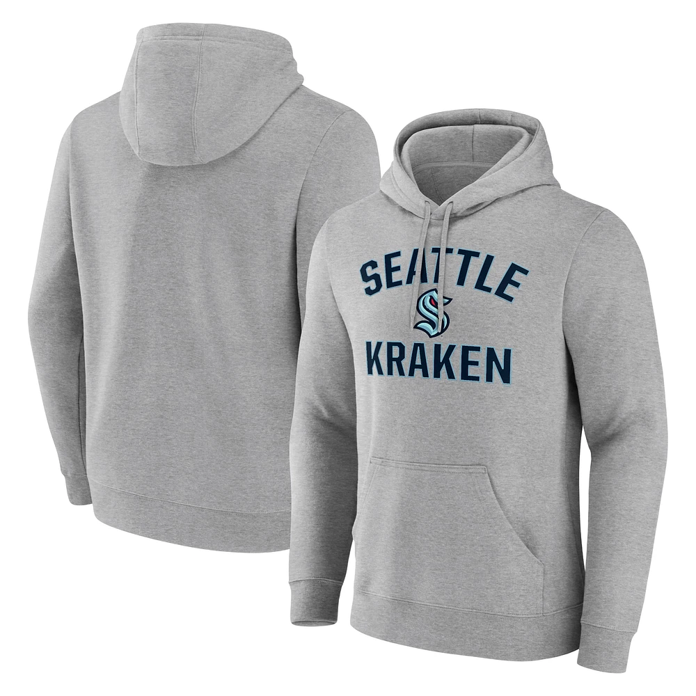 Sweat à capuche fanatiques pour hommes gris chiné Seattle Kraken Victory Arch