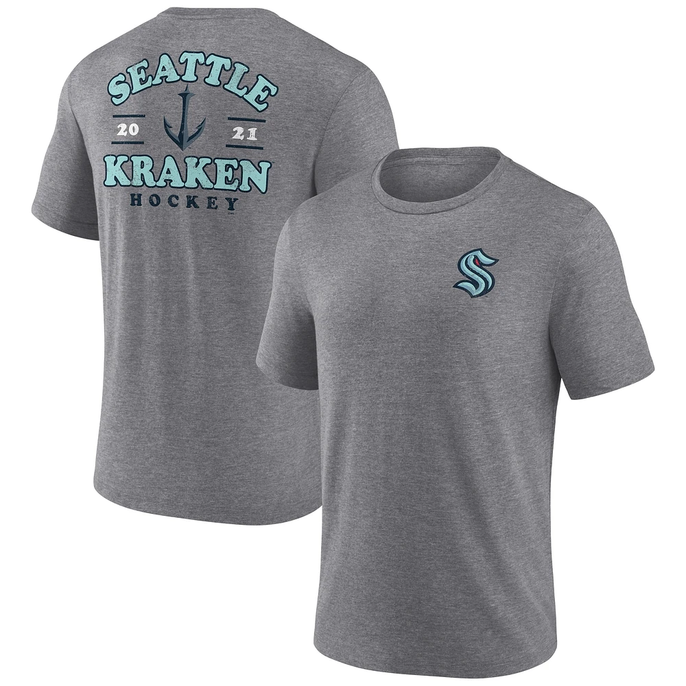 T-shirt tri-blend gris chiné pour homme Fanatics Seattle Kraken Winger