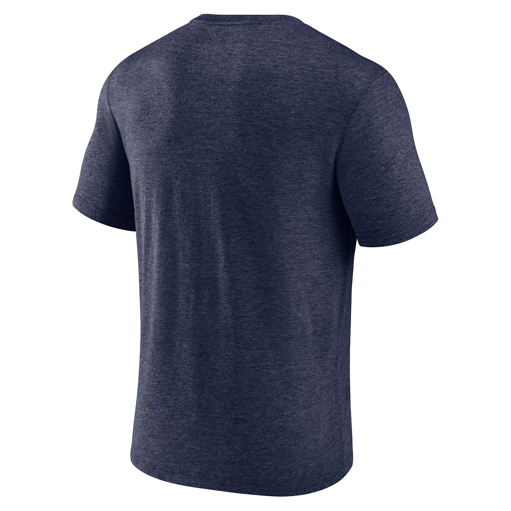 Men's Fanatics Heather Navy Seattle Kraken Line Shift Tri-Blend T-Shirt